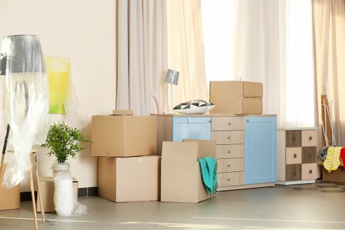 Organized long-term storage unit in Kingston with labeled boxes