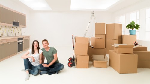 Packing supplies and labeled boxes prepared for a Kingston move