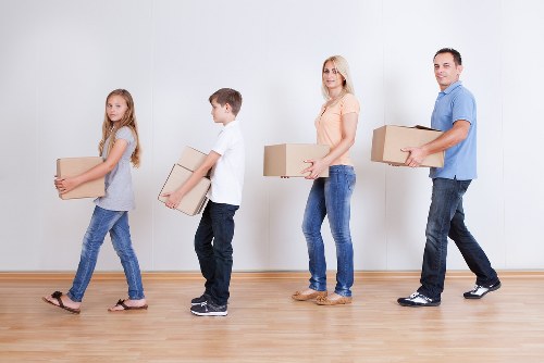 Packed household items ready for temporary storage during a move
